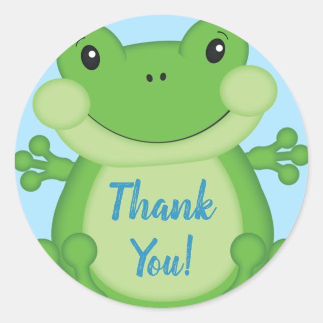 Adesivo Redondo Chá de fraldas sapo azul (Frente)