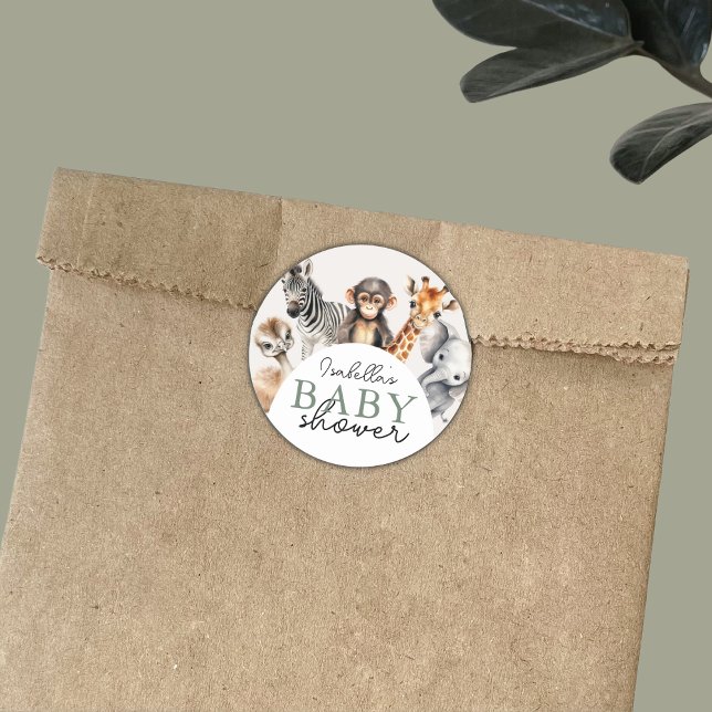 Adesivo Redondo Chá de fraldas Selgle Safari (Criador carregado)