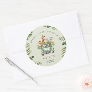 Adesivo Redondo Chá de fraldas Selvagem de Animais Safari