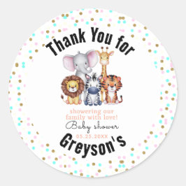 Adesivo Redondo Chá de fraldas Selvagem de Animais Safari