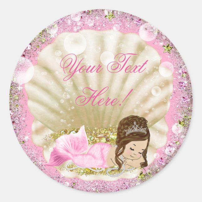 Adesivo Redondo Chá de fraldas Sereia (Frente)