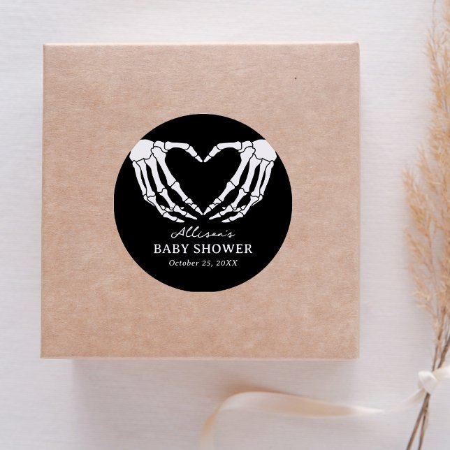 Adesivo Redondo Chá de fraldas Skeleton Halloween (Criador carregado)