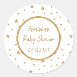 Adesivo Redondo Chá de fraldas Sparkle Glitter Dourada personaliza