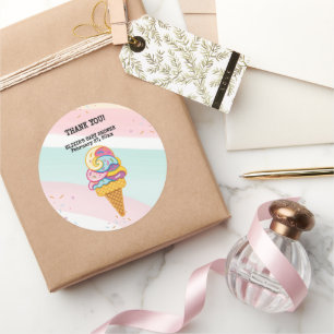 Adesivo Redondo Chá de fraldas Sprinkles de Sorvete colorido