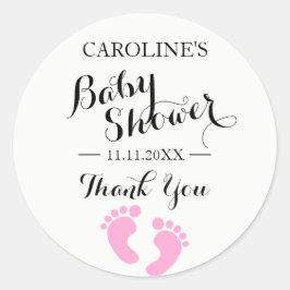 Adesivo Redondo Chá de fraldas Stickers White Baby Feed Pink GIRL