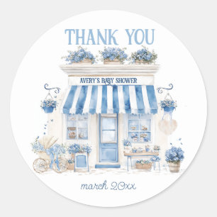 Adesivo Redondo Chá de fraldas temático Bebe Cafe Bonjour Bebe Par