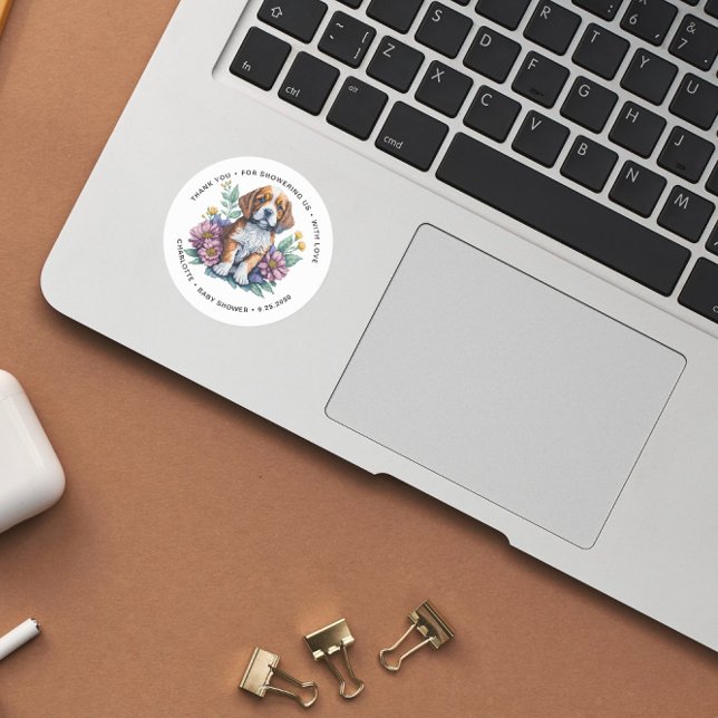 Adesivo Redondo Chá de fraldas Terracotta de Cães Modernos (Criador carregado)