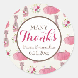 Adesivo Redondo Chá de fraldas Tutu Rosa Menino