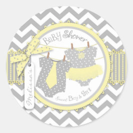 Adesivo Redondo Chá de fraldas Twins Tie Tutu Chevron