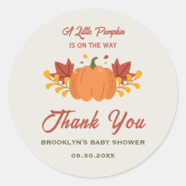 Adesivo Redondo Chá de fraldas Um Pouco De Abóboras O Outono Cai