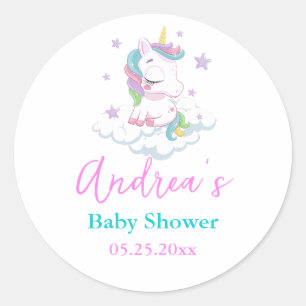 Adesivo Redondo Chá de fraldas Unicorn