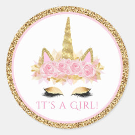 Adesivo Redondo Chá de fraldas Unicorn