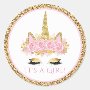 Adesivo Redondo Chá de fraldas Unicorn