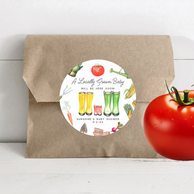 Adesivo Redondo Chá de fraldas Vegetal de Raízes Vermelhas Cultiva (Criador carregado)