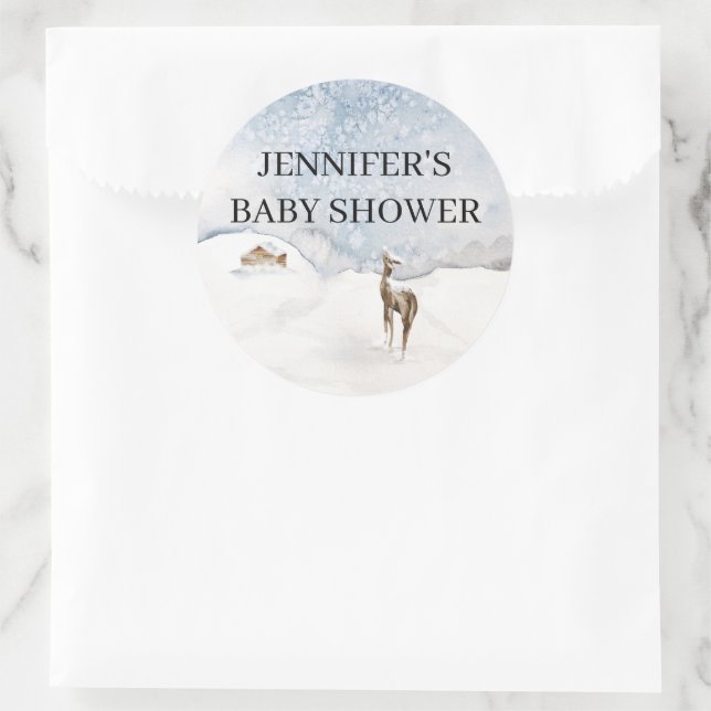 Adesivo Redondo Chá de fraldas verde-aquarela (Bolsa)