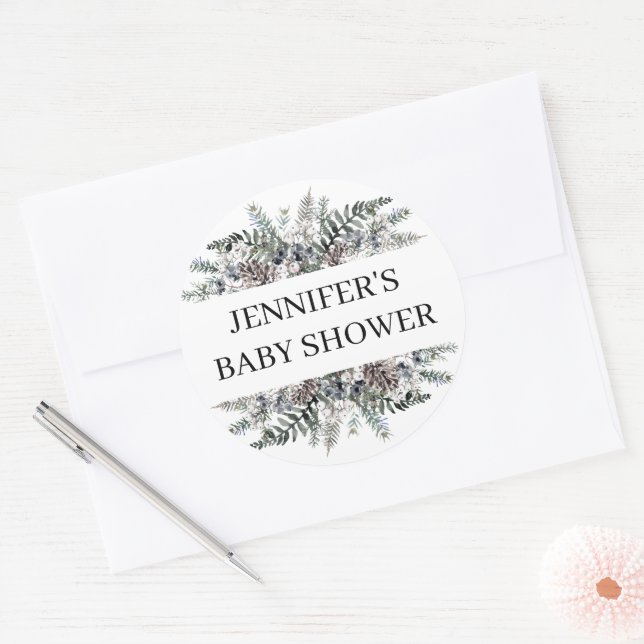 Adesivo Redondo Chá de fraldas verde-aquarela (Envelope)