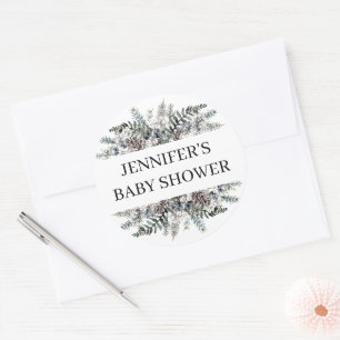 Adesivo Redondo Chá de fraldas verde-aquarela