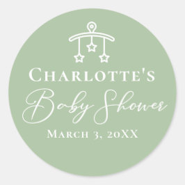 Adesivo Redondo Chá de fraldas Verde Chic Sage Personalizado
