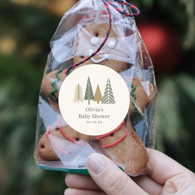 Adesivo Redondo Chá de fraldas Verde de inverno (Criador carregado)