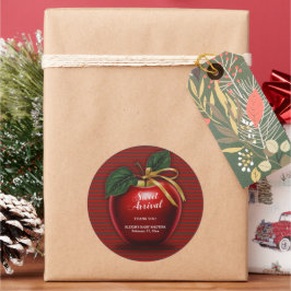 Adesivo Redondo Chá de fraldas Vermelho da Apple, doce chegada