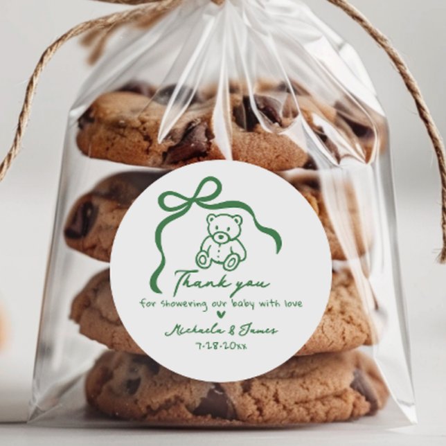 Adesivo Redondo Chá de fraldas Whimsical Arco de Portas Desenhado  (Criador carregado)