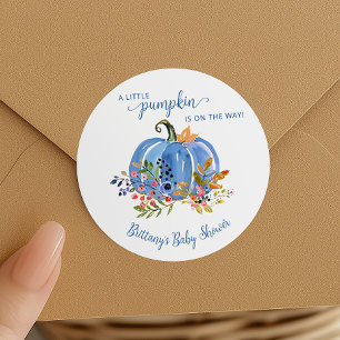 Adesivo Redondo Chá de fraldas Whimsical Blue Pumpkin