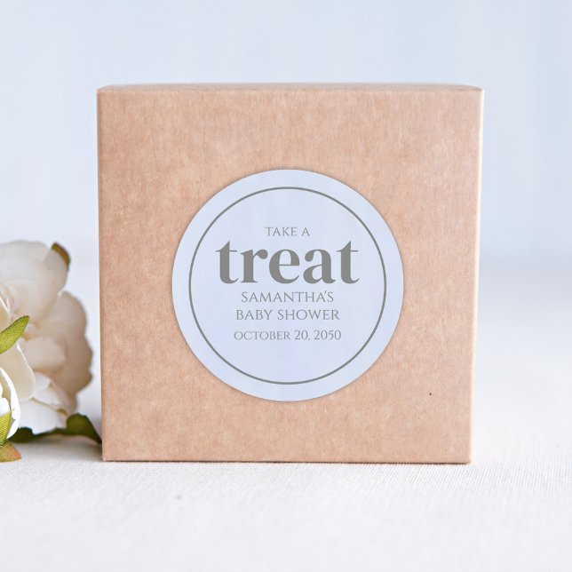 Adesivo Redondo Chá de fraldas Whimsical Light Blue Cute Simple Tr (Criador carregado)