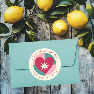 Adesivo Redondo Chá de Noiva à Beira-Mar Moderno Fofo PERSONALIZAD