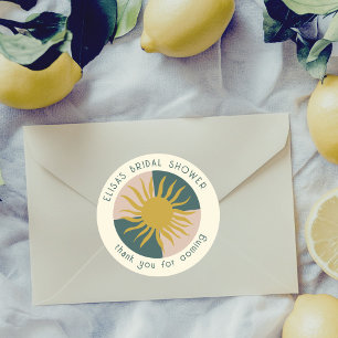 Adesivo Redondo Chá de Noiva à Beira-Mar Moderno Fofo PERSONALIZAD