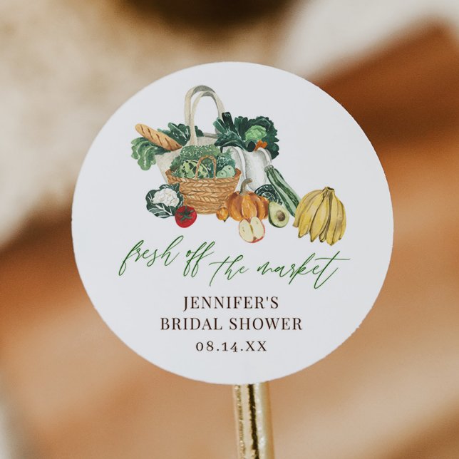 Adesivo Redondo Chá de Noiva Acabou de Chegar ao Mercado (Criador carregado)