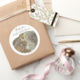 Adesivo Redondo Chá de Noiva Art Nouveau Vintage Obrigada