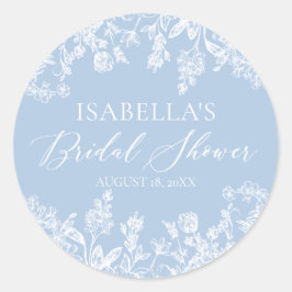 Adesivo Redondo Chá de Noiva Azul Moderno e Elegante