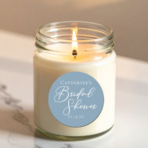 Adesivo Redondo Chá de Noiva Azul Poeira Personalizado com Letra B