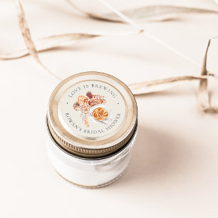 Adesivo Redondo Chá de Noiva Boho Floral Café "O Amor está Ferment