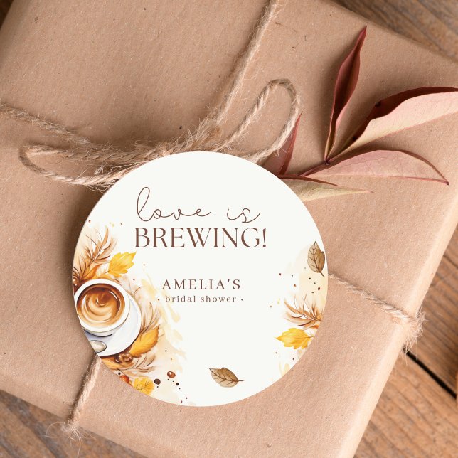 Adesivo Redondo Chá de Noiva Boho Floral Café O Amor Está no Ar (Criador carregado)