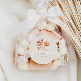 Adesivo Redondo Chá de Noiva Boho Floral Café Obrigado