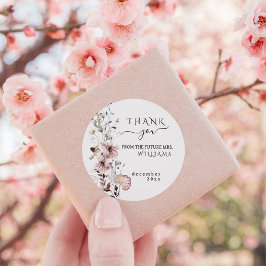 Adesivo Redondo Chá de Noiva boho minimalista moderno de flor selv