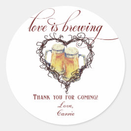 Adesivo Redondo Chá de Noiva Cerveja Coração Gótico Amor está Ferm