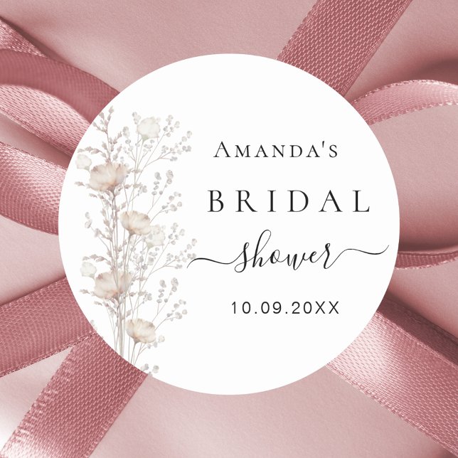 Adesivo Redondo Chá de noiva com flores silvestres bege (Criador carregado)