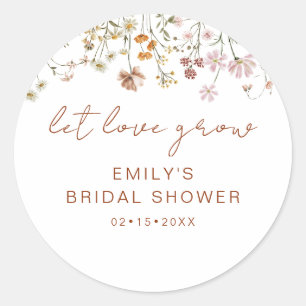Adesivo Redondo Chá de Noiva com Flores Silvestres Deixe o Amor Cr