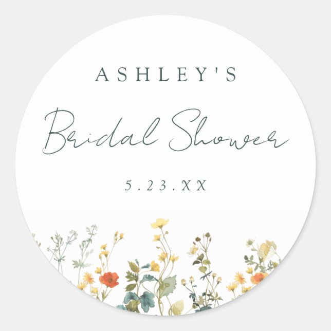 Adesivo Redondo Chá de Noiva das Flores Silvestres (Frente)