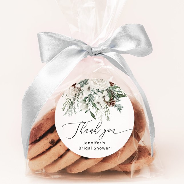 Adesivo Redondo Chá de noiva de árvore perene de inverno (Criador carregado)