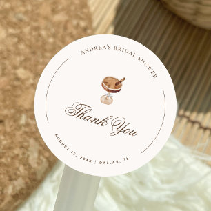 Adesivo Redondo Chá de Noiva de Café Espresso Martini Obrigado