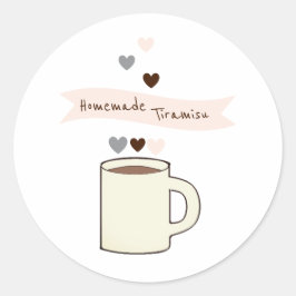 Adesivo Redondo Chá de Noiva de Café Tiramisu Caseiro
