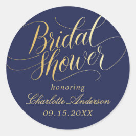 Adesivo Redondo Chá de Noiva de Caligrafia Elegante