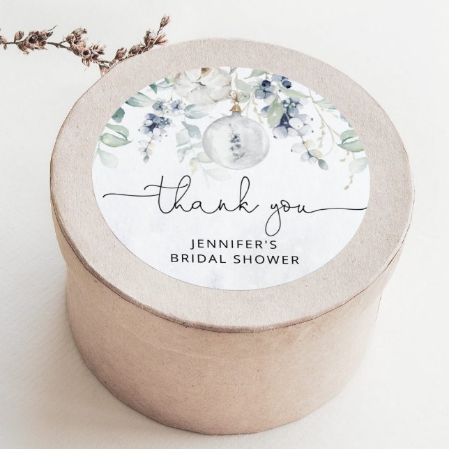 Adesivo Redondo Chá de noiva de eucalipto de inverno (Criador carregado)