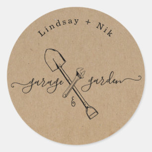 Adesivo Redondo Chá de Noiva de Garagem & Jardim / Casal