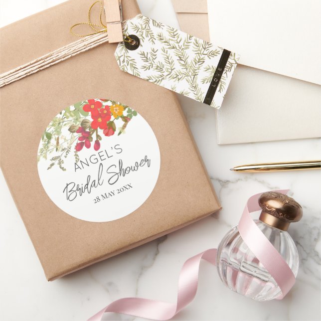 Adesivo Redondo Chá de Noiva de Jardim Floral de Verão (Presentear)