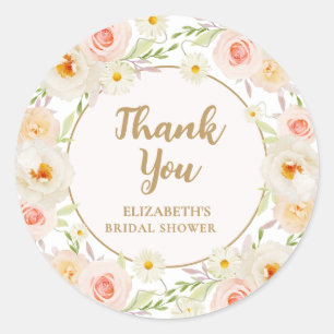 Adesivo Redondo Chá de Noiva de Jardim Floral Obrigado