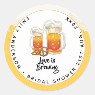 Adesivo Redondo Chá de Noiva de Pretzel de CERVEJA Love Is Brewing